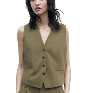 ZARA BUTTONED CROPPED VEST